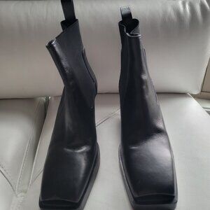 Rick Owens Short Chelsea Black Leather Boots Open Toe Size 35, Fits 36 (6)